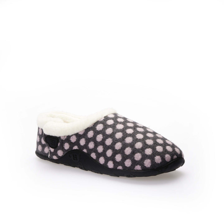 Liz - Dark Grey Pink Spot Women's Slippers - Homeys
