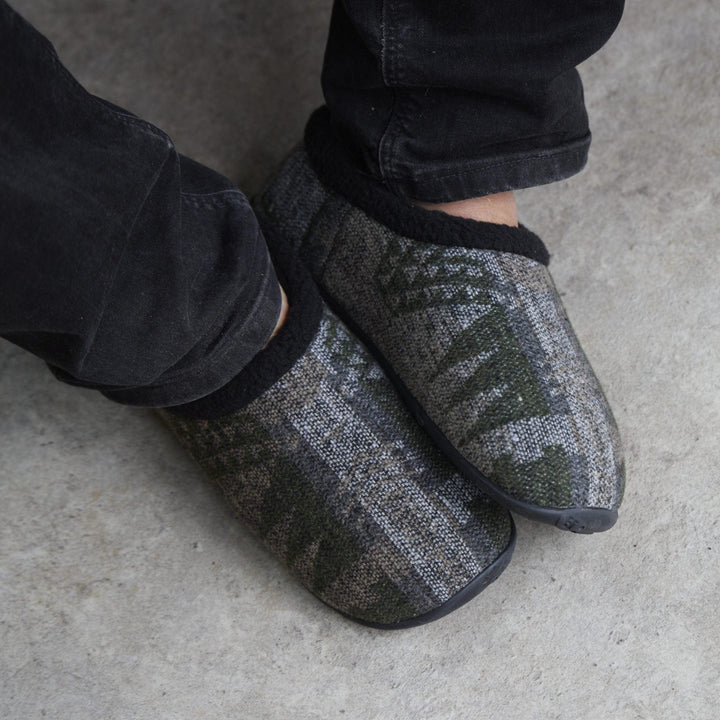 Adam - Khaki Grey Aztec Men's Slippers - Homeys