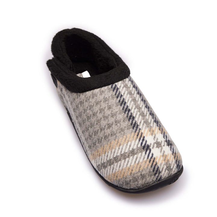 Riley - Grey Dogtooth Check Men's Slippers - Homeys