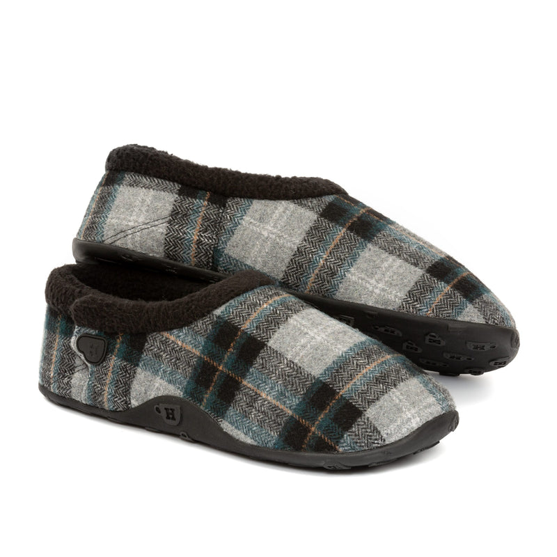 Ben - Grey Blue Black Check Men's Slippers - Homeys