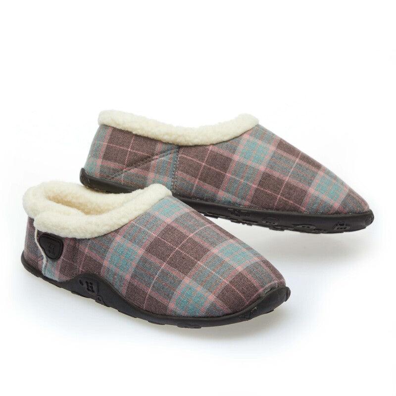 Carla - Plum Grey Check Women's Slippers