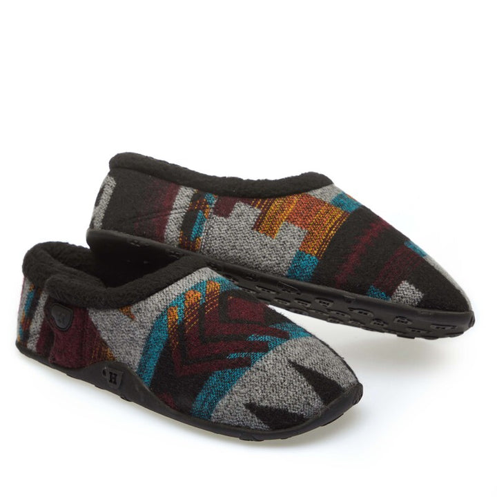 Ethan - Aztec Wine/Grey Pattern Men's Slippers - Homeys