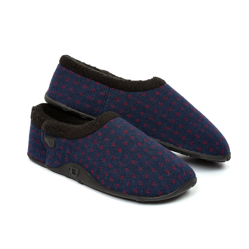 Frankie - Navy Blue & Red Dot Men's Slippers
