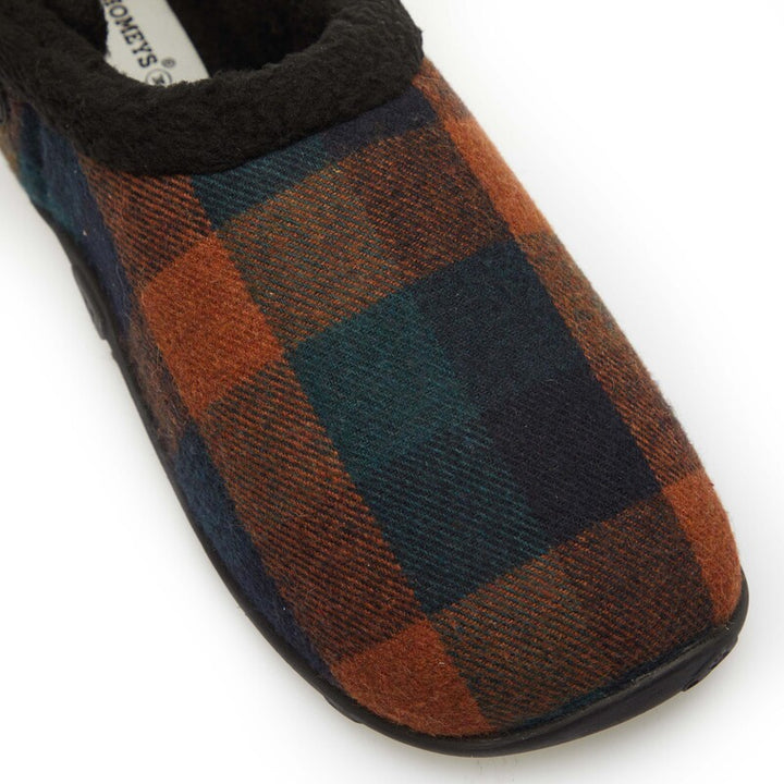 Harry - Navy Rust Check Men's Slippers - Homeys