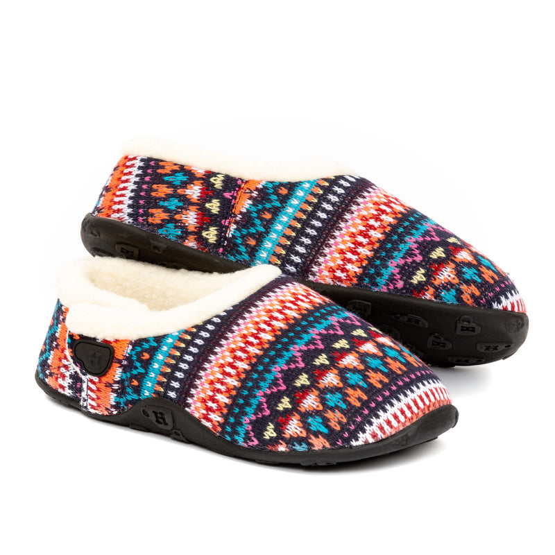 Lana - Navy Blue & Orange Knitted Women's Slippers