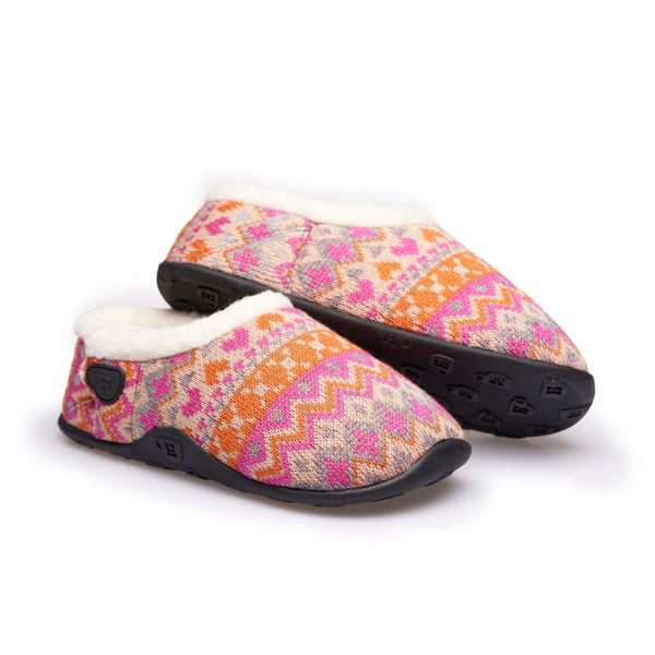 Layla Kids - Orange Pink Knit Nordic Slippers - Homeys
