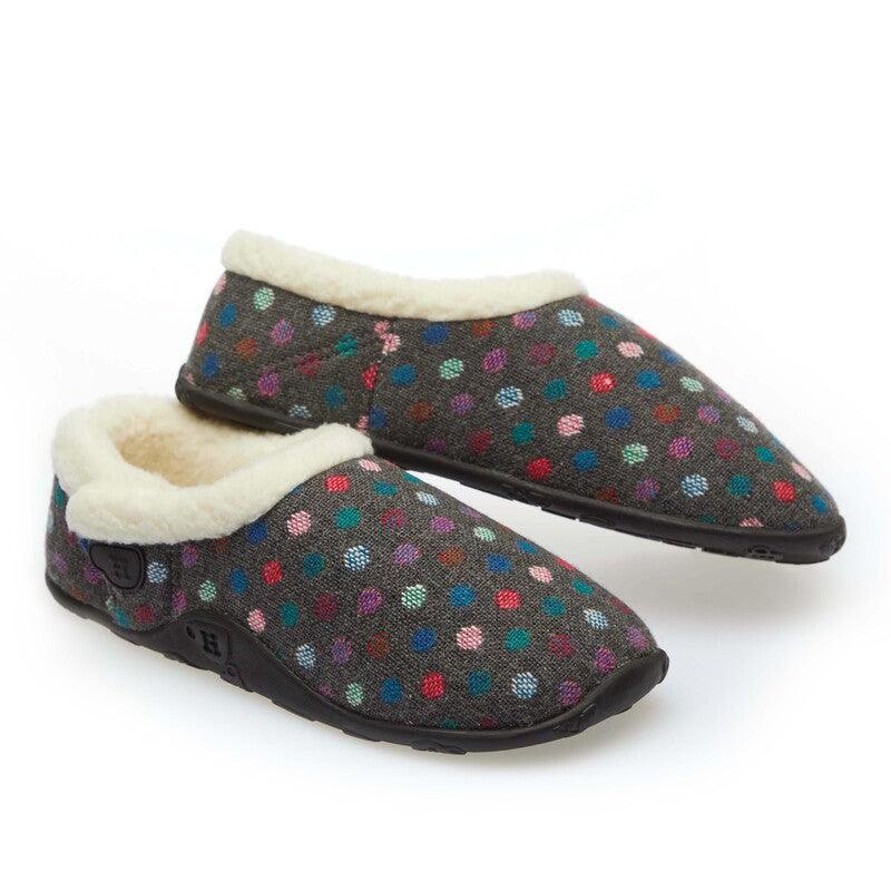 Lily - Grey & Multi-Coloured Polka Dot Women's Slippers - Homeys