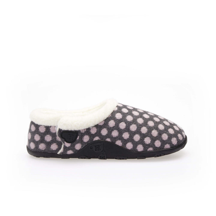 Liz - Dark Grey Pink Spot Women's Slippers - Homeys