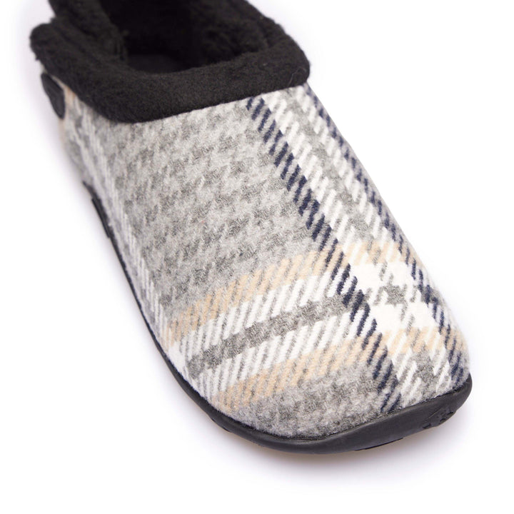 Riley - Grey Dogtooth Check Men's Slippers - Homeys