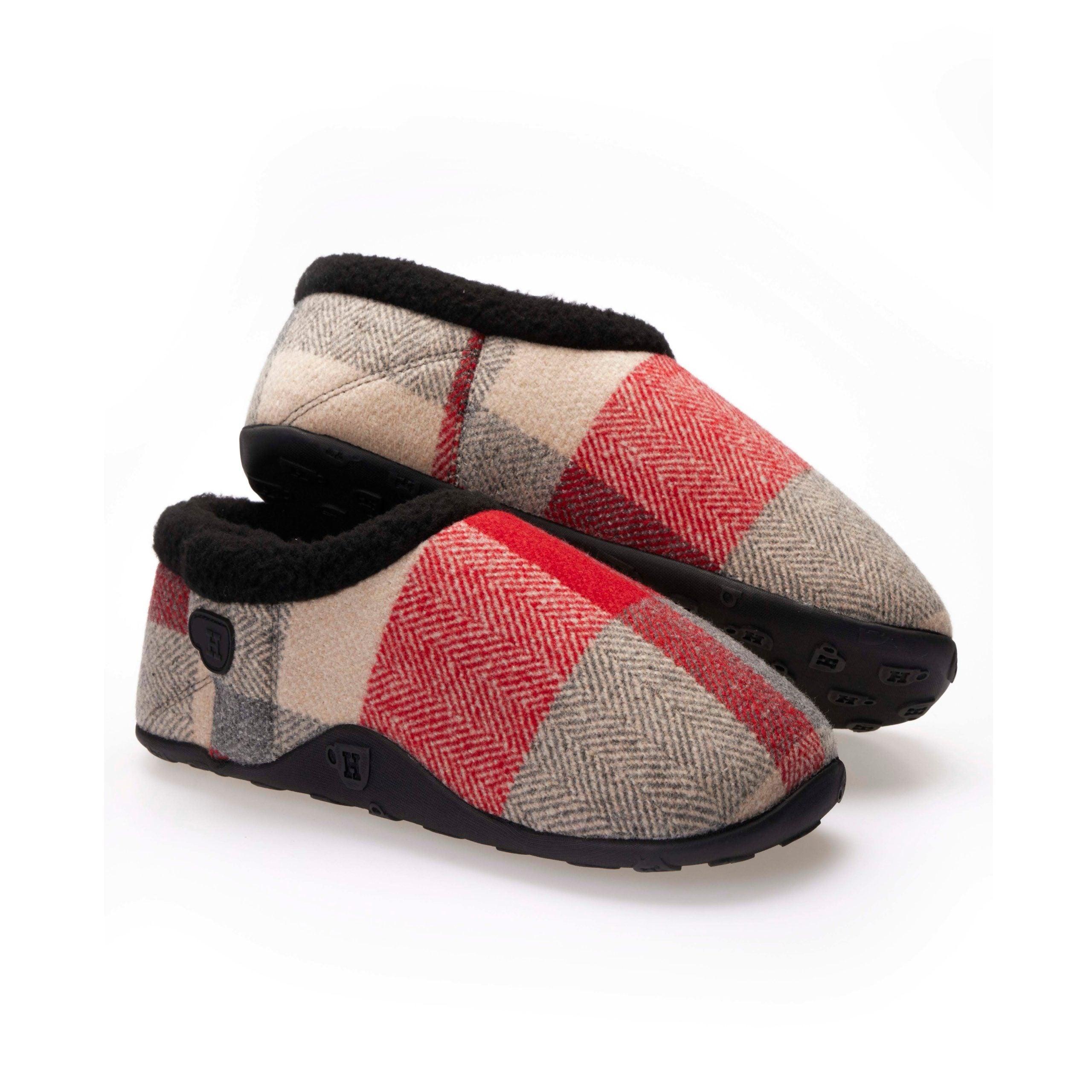 Sam Kids Red Cream Herringbone Children s Check Slippers Homeys