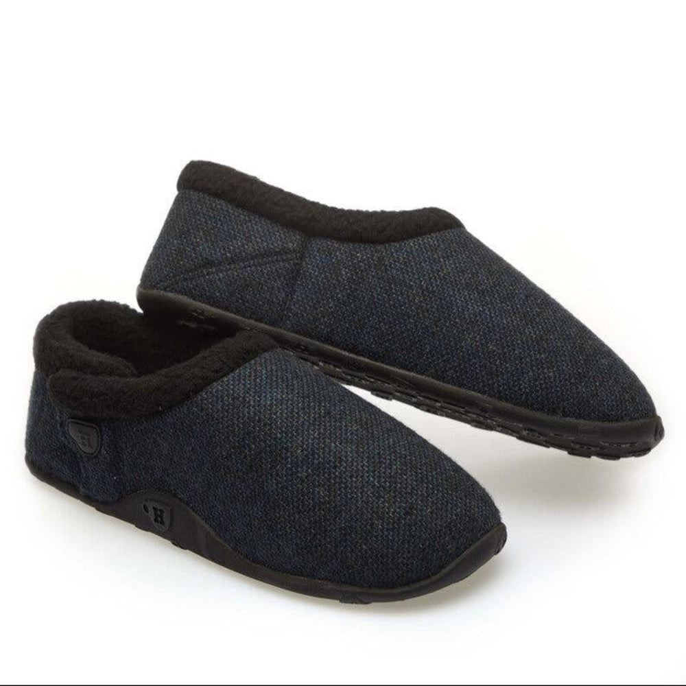 Tony - Dark Blue Tweed Men's Slippers